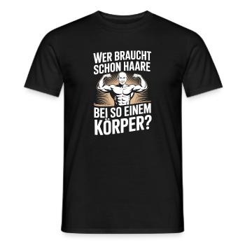 Glatze Wer Braucht Schon Haare Halbglatze Glatzen - Männer T-Shirt - Schwarz - Vorne - AI Model Male 178 light (178cm)