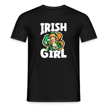 Fille irlandaise avec trèfle vert - T-shirt homme - noir - Devant - AI Model Male 178 light (178cm)