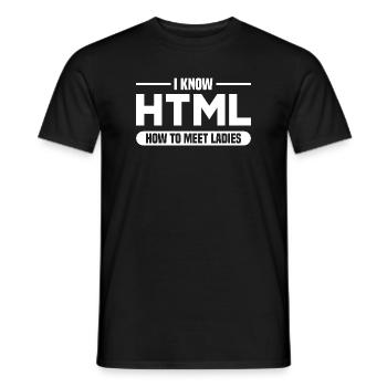 HTML Humor Code Programmer Saying - Men's T-Shirt - black - Front - AI Model Male 178 light (178cm)