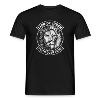 Lion Judah : La foi avant la peur - T-shirt homme - noir - Devant - AI Model Male 178 light (178cm)