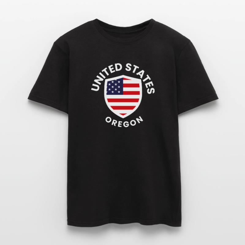 Bouclier de l’Oregon avec drapeau américain T-shirt homme