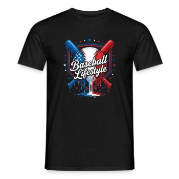Patriotisches Baseball-Lifestyle-Design - Männer T-Shirt - Schwarz - Vorne - AI Model Male 178 light (178cm)