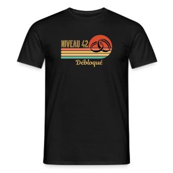 Mother-of-Pearl Wedding - 42 Years of Marriage - Men's T-Shirt - black - Front - AI Model Male 178 light (178cm)
