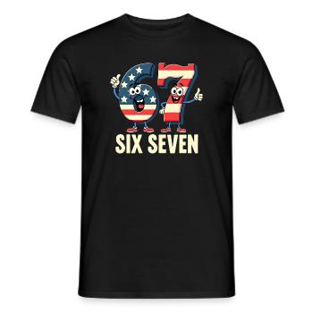 US Flag 67 Memes Six Seven - Men's T-Shirt - black - Front - AI Model Male 178 light (178cm)