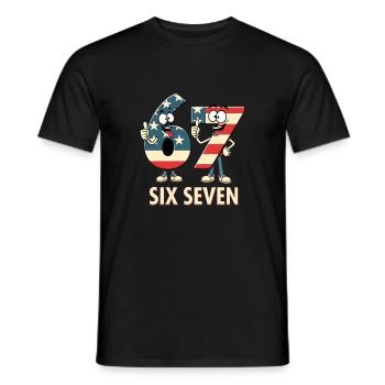 US Flag 67 Memes Six Seven - Men's T-Shirt - black - Front - AI Model Male 178 light (178cm)
