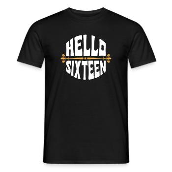Hello Sixteen Vintage Birthday Tee - Men's T-Shirt - black - Front - AI Model Male 178 light (178cm)