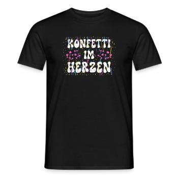 Confetti in the Heart – Carnival Carnival Heart - Men's T-Shirt - black - Front - AI Model Male 178 light (178cm)
