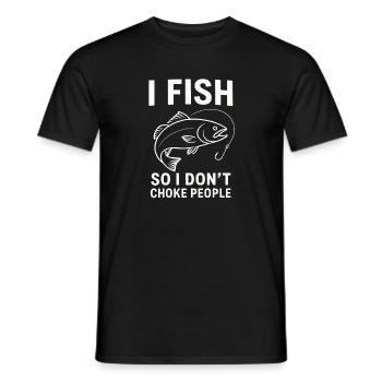 Je pêche pour ne pas étrangler les gens Pêcheur Spruch Angel - T-shirt homme - noir - Devant - AI Model Male 178 light (178cm)