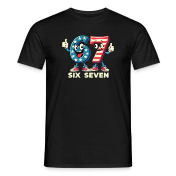 US Flag 67 Memes Six Seven - Men's T-Shirt - black - Front - AI Model Male 178 light (178cm)