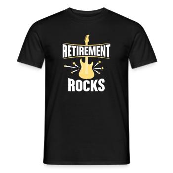 Retirement Rocks Guitar Lover Art Tee - Men's T-Shirt - black - Front - AI Model Male 178 light (178cm)
