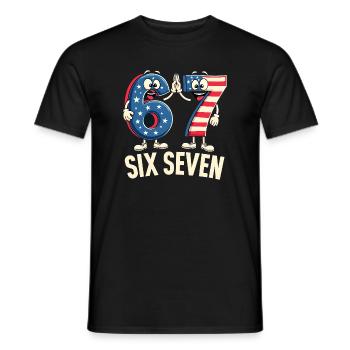 US Flag 67 Memes Six Seven - Men's T-Shirt - black - Front - AI Model Male 178 light (178cm)