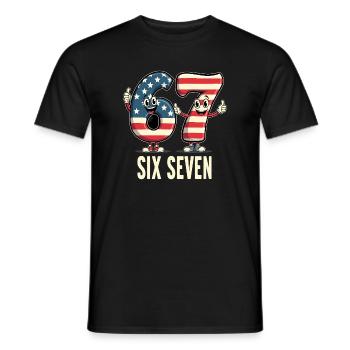US Flag 67 Memes Six Seven - Men's T-Shirt - black - Front - AI Model Male 178 light (178cm)