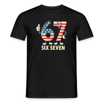 US Flag 67 Memes Six Seven - Men's T-Shirt - black - Front - AI Model Male 178 light (178cm)