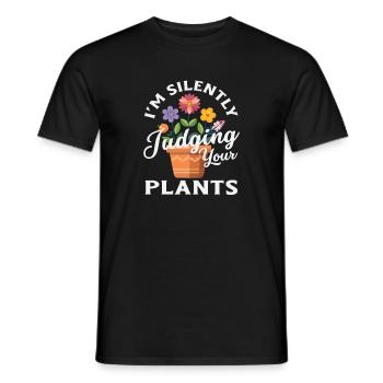 Assess your plants Funny Plant Lover - Men's T-Shirt - black - Front - AI Model Male 178 light (178cm)