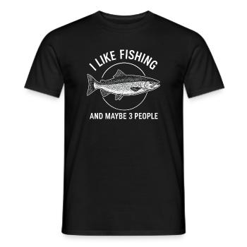 J’aime la pêche et peut-être trois personnes pêcher Angeln - T-shirt homme - noir - Devant - AI Model Male 178 light (178cm)