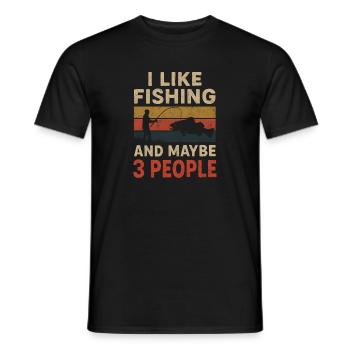 J’aime la pêche et peut-être trois personnes pêcher Angeln - T-shirt homme - noir - Devant - AI Model Male 178 light (178cm)