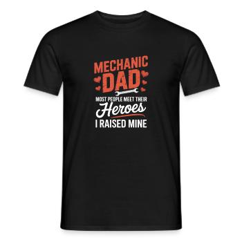 Mechanic Dad Heroes I Raised Mine Papa - Men's T-Shirt - black - Front - AI Model Male 178 light (178cm)