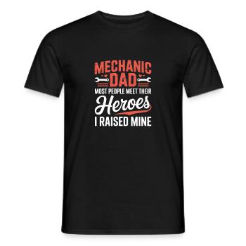 Mechanic Dad Heroes I Raised Mine Father's Day - Men's T-Shirt - black - Front - AI Model Male 178 light (178cm)
