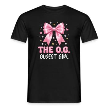 La fille la plus âgée : design familial de nœud rose - T-shirt homme - noir - Devant - AI Model Male 178 light (178cm)