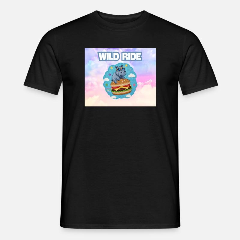 Wild Ride Hippo Burger Patch - Männer T-Shirt - Schwarz