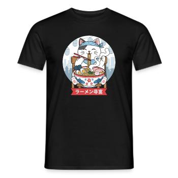 Festin de ramen Neko - T-shirt homme - noir - Devant - AI Model Male 178 light (178cm)