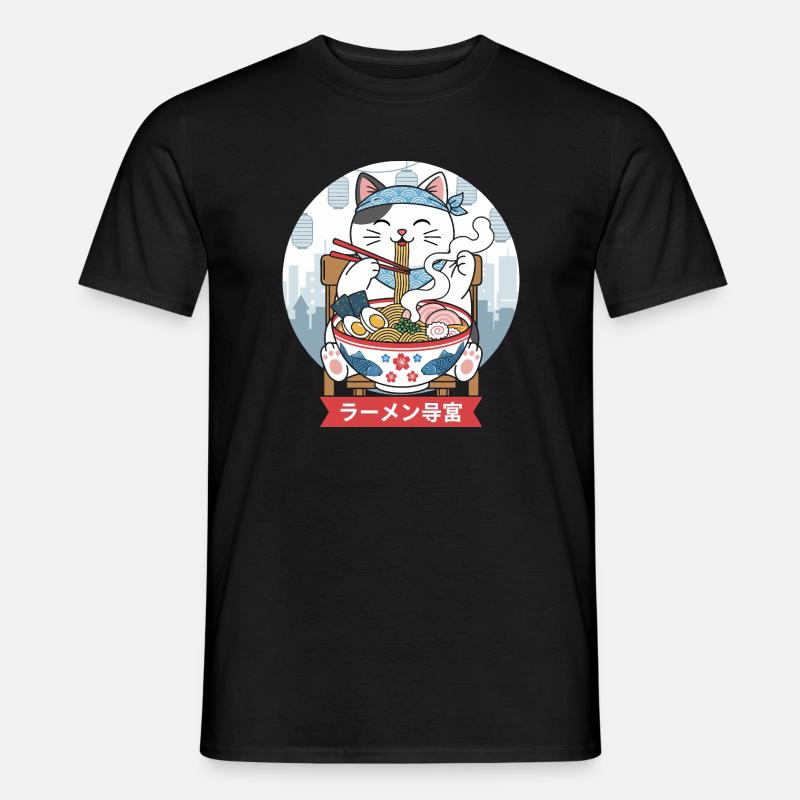Neko-Ramen-Festmahl - Männer T-Shirt - Schwarz