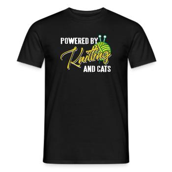 Propulsé par le tricot et la vie humoristique des chats - T-shirt homme - noir - Devant - AI Model Male 178 light (178cm)