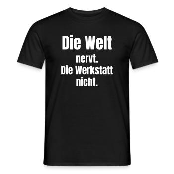 Le monde est agaçant, mais pas l’atelier - T-shirt homme - noir - Devant - AI Model Male 178 light (178cm)