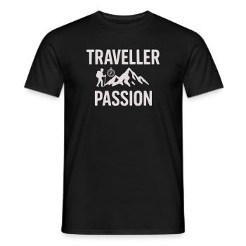 Passion for travel Mountain hiking - Traveller Passion - Men's T-Shirt - black - Front - AI Model Male 178 light (178cm)