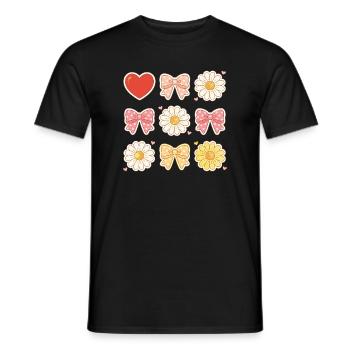 Pastel Daisy Bows Heart Pattern - Men's T-Shirt - black - Front - AI Model Male 178 light (178cm)