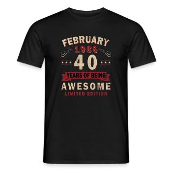40-jähriges Jubiläum – Jahrgang – Februar 1986 - Männer T-Shirt - Schwarz - Vorne - AI Model Male 178 light (178cm)