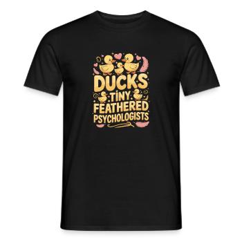 Ducks Tiny Feathered Psychologists Funny Ducks - Men's T-Shirt - black - Front - AI Model Male 178 light (178cm)