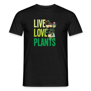 Live Love Plants Plant Lovers - Men's T-Shirt - black - Front - AI Model Male 178 light (178cm)