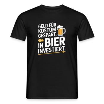 Carnival Money Saved for Costume Beer Booze Party - Men's T-Shirt - black - Front - AI Model Male 178 light (178cm)