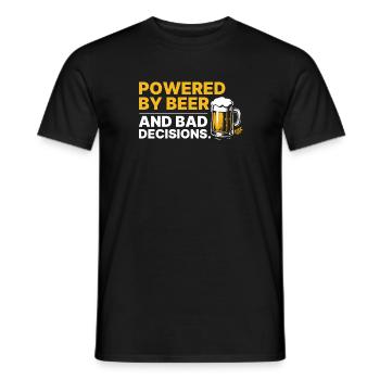Powered By Beer And Bad Decisions Statement - Men's T-Shirt - black - Front - AI Model Male 178 light (178cm)