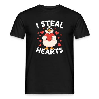 Je vole l’oie de cœur - T-shirt homme - noir - Devant - AI Model Male 178 light (178cm)