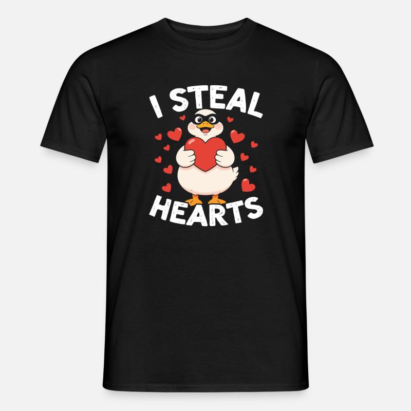 Ich stehle Herzgans - Männer T-Shirt - Schwarz