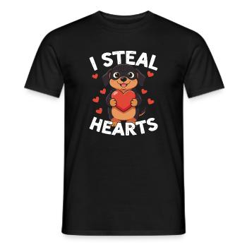 Heart-Stealing Pup with Big Heart - Men's T-Shirt - black - Front - AI Model Male 178 light (178cm)