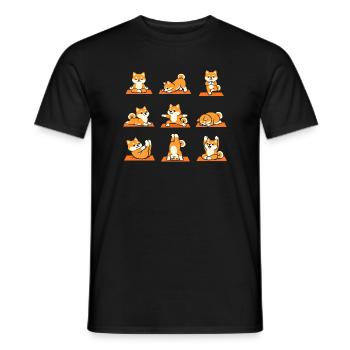 Shiba Inu Yoga Pose des Sports Drôles de Chiens - T-shirt homme - noir - Devant - AI Model Male 178 light (178cm)