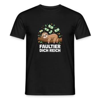  Faultier Dich Reich Lustiges Faultier Geld Motiv - Männer T-Shirt - Schwarz - Vorne - AI Model Male 178 light (178cm)