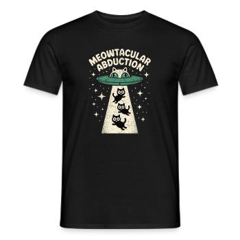 Enlèvement drôle d’extraterrestre chat - T-shirt homme - noir - Devant - AI Model Male 178 light (178cm)