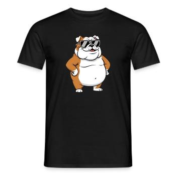 Sun Bulldog Sunglasses Fat Cool Dog - Men's T-Shirt - black - Front - AI Model Male 178 light (178cm)