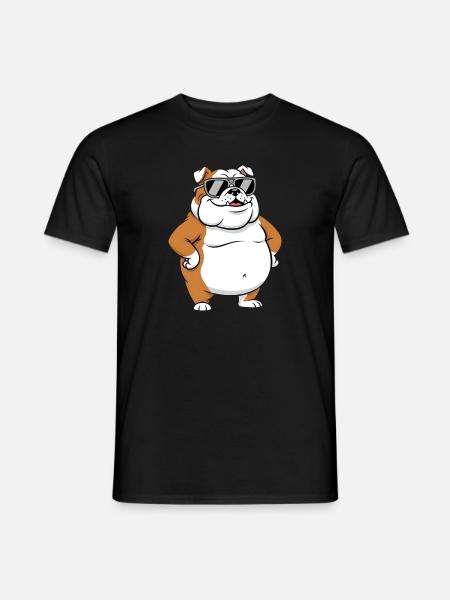 Sonne Bulldogge Sonnenbrille Dicker cooler Hund - Männer T-Shirt - Schwarz