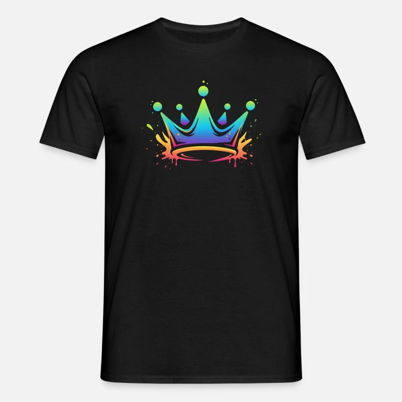 Regenbogen Kronen Splash - Männer T-Shirt - Schwarz