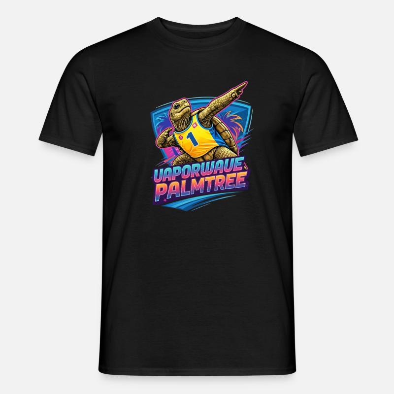 Neon Surf-Turtle Palmtree - Männer T-Shirt - Schwarz