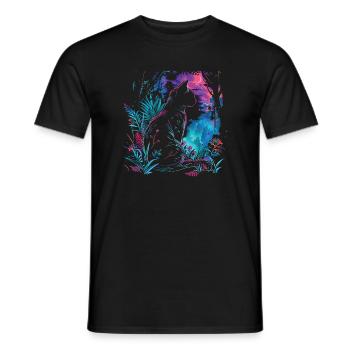 Chat de la Nuit dans les Jardins Néon - T-shirt homme - noir - Devant - AI Model Male 178 light (178cm)
