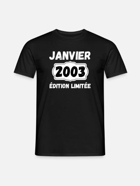 Janvier 2003 Édition Limitée Anniversaire - T-shirt homme - noir