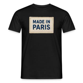 Made in Paris Fabric Patch - Men's T-Shirt - black - Front - AI Model Male 178 light (178cm)