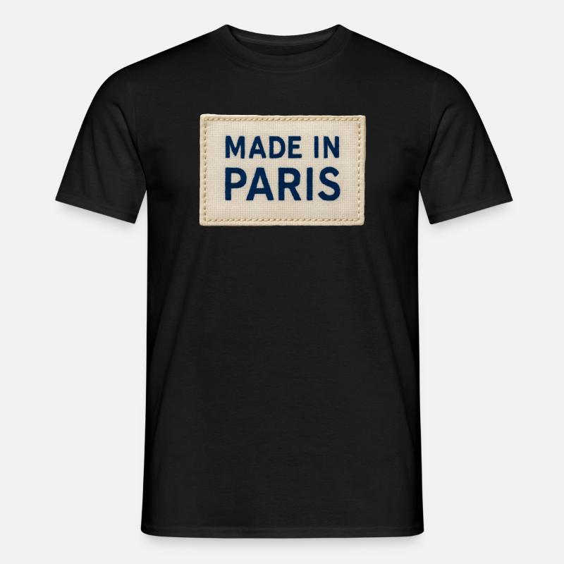 Made in Paris Fabric Patch - Männer T-Shirt - Schwarz