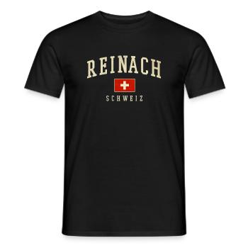 Reinach Switzerland Emblem Logo - Men's T-Shirt - black - Front - AI Model Male 178 light (178cm)
